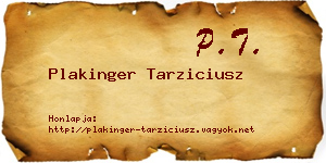 Plakinger Tarziciusz névjegykártya